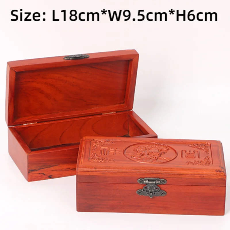 Extra Large 18cm Chinese Mahogany Pearwood Decorative Jewellery Vintage Pearl Necklace Bracelet Sundries Storage Box Wholesale