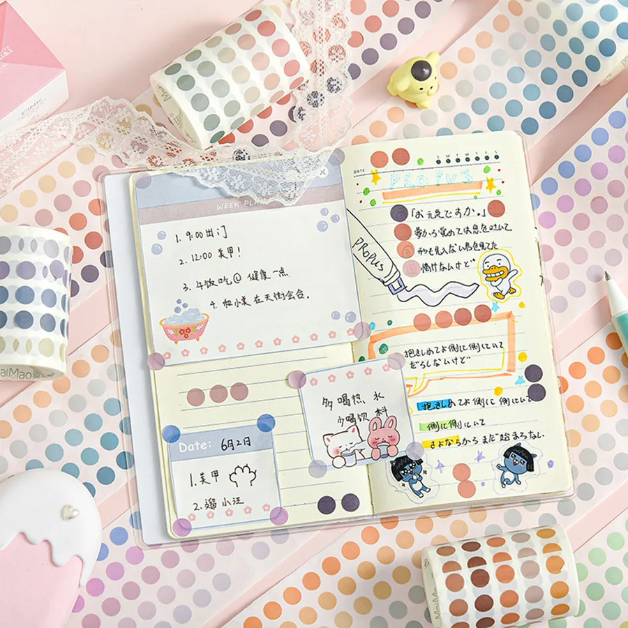 Kawaii Colorful Dot Washi Tape Stationery Stickers Decoration Adhesive Masking Tape Korean School Supplies Diary 8 Colors adhesive tape,washi tape,adhesive tapes,masking tape,decorative tape,decoration tape,decoration stickers