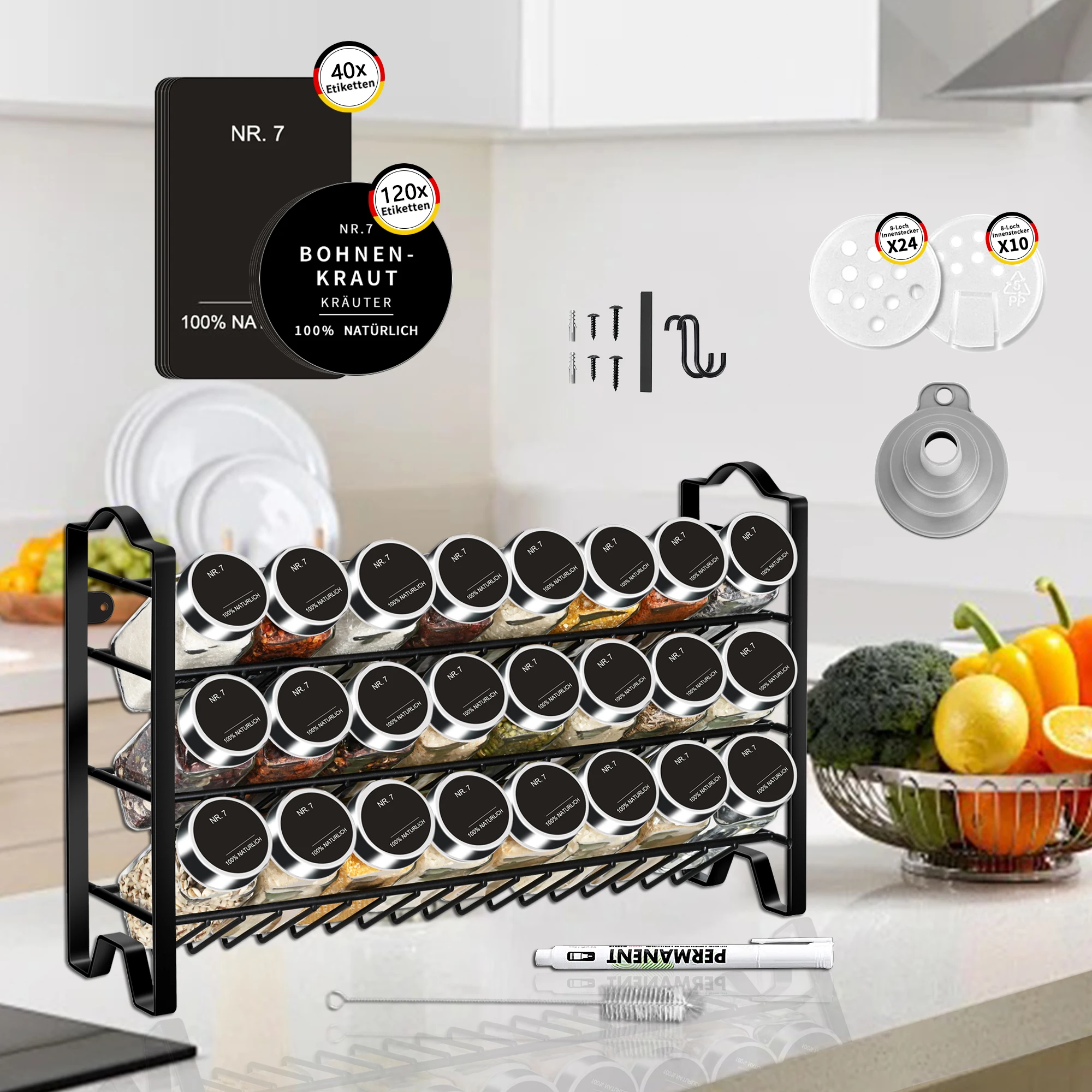 SAEIV Spice Rack Free Standing, Layer Carbon Steel Wall Shelf