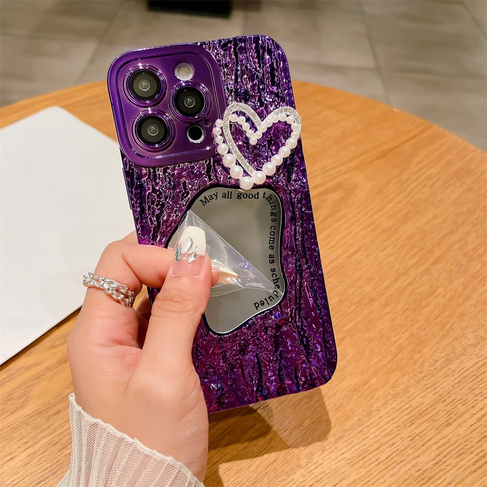 Lonrapa 2 Pezzi Cover per iPhone 11 Colori Amore Cuore Motivo Design Morbido Placcatura TPU Custodia per iPhone 11 6,1 Zoll Specchio Silicone Antiurto Protettiva Case per Ragazze, Bianco e Blu