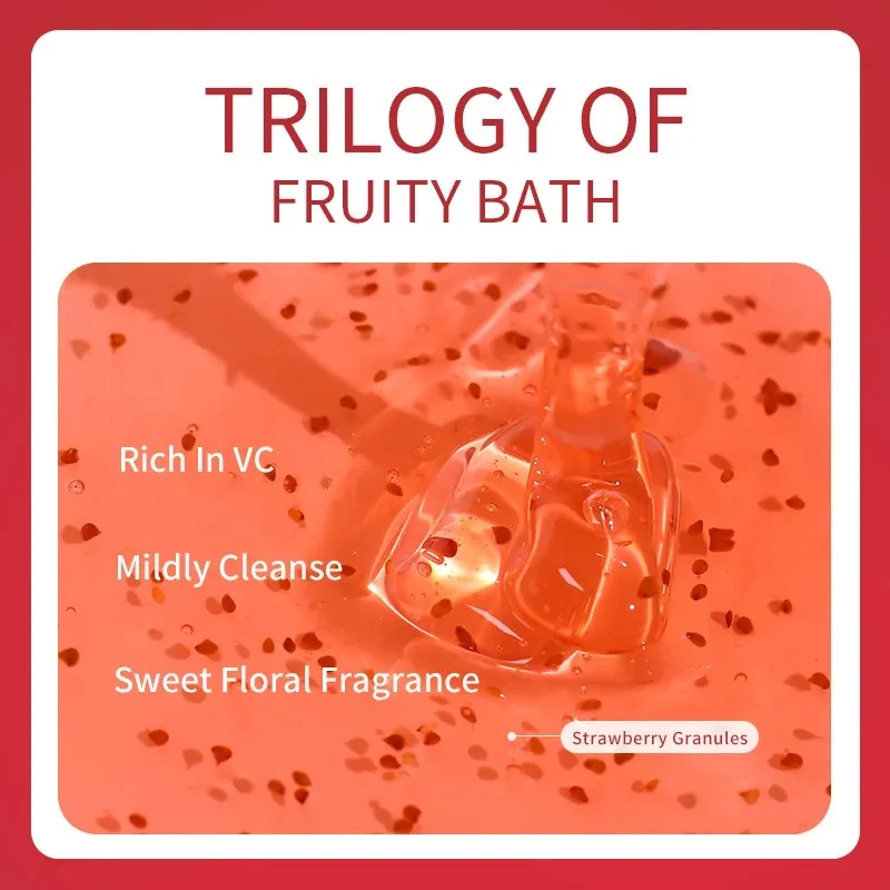 500ml Tropical Fruity Anti-Acne Brightening Exfoliating Body Wash with Scrub Granules Shower Gel