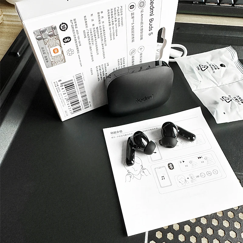 Xiaomi-auriculares inalámbricos Redmi Buds 5 46dB, cascos con Bluetooth 5,3, reducción activa de ruido, batería de 40H de duración, llamada AI, antiviento y ruido