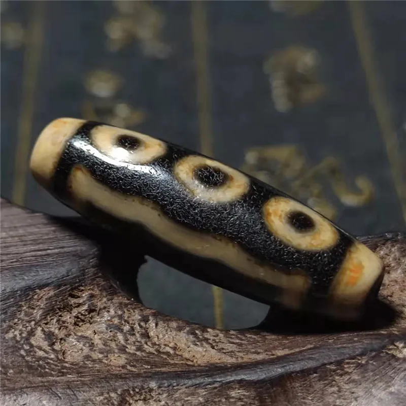 

Old Ivory Color Beads Weathering Vein 5 Eyes Natural Agate Amulet Dzi DIY Beads Jewelry Making