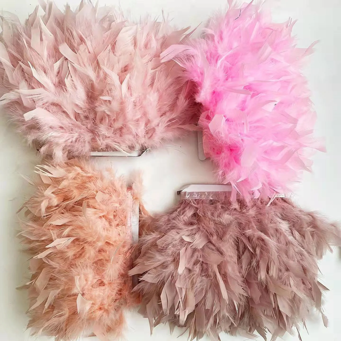 Red Ostrich Feathers Trim Sewing Fringe 2Yard 4-6inch For DIY Dress Sewing  Craft Clothing Latin Wedding Dress Decoration Ostrich Feather Trim