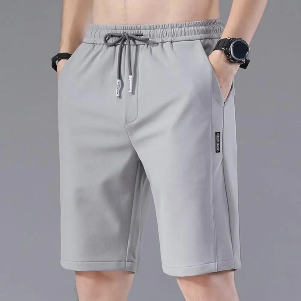 

Stylish Men Sweatpants Pockets Mid Waist Trousers Knee Length Leisure Summer Shorts