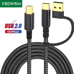 Dual - Interface USB Printer Cable - Versatile Connectivity for Printers and Scanners (Black)