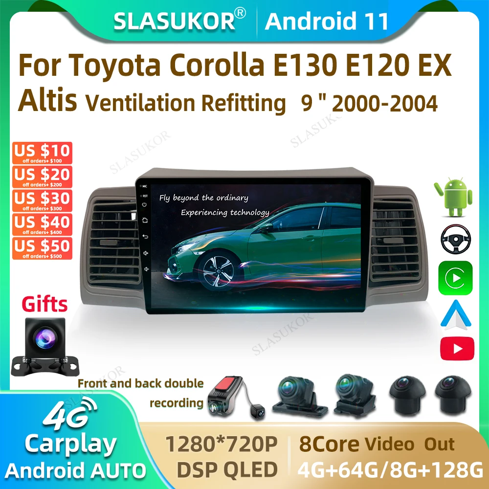 

9 дюймов комплект для Toyota Corolla E130 E120 2000-2004 Android автомобильный радиоприемник мультимедийный видеоплеер автомобильный аудио стерео плеер навигация