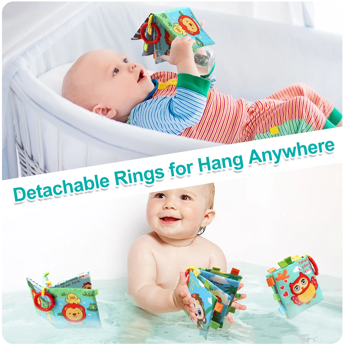 Animal Cloth Book Soft Story Book 0-36 Months Baby Early Education Toys Cartoon Animal Rustle Sound Baby Quiet Book Toys Gifts 4