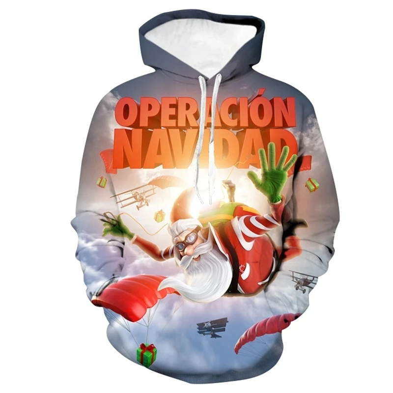 Christmas 3D Printed Mens Hoodie Santa Claus Spring Autumn Streetwear Gym Sweatshirt Y2k Hipster Clothing Oversized Street Wear