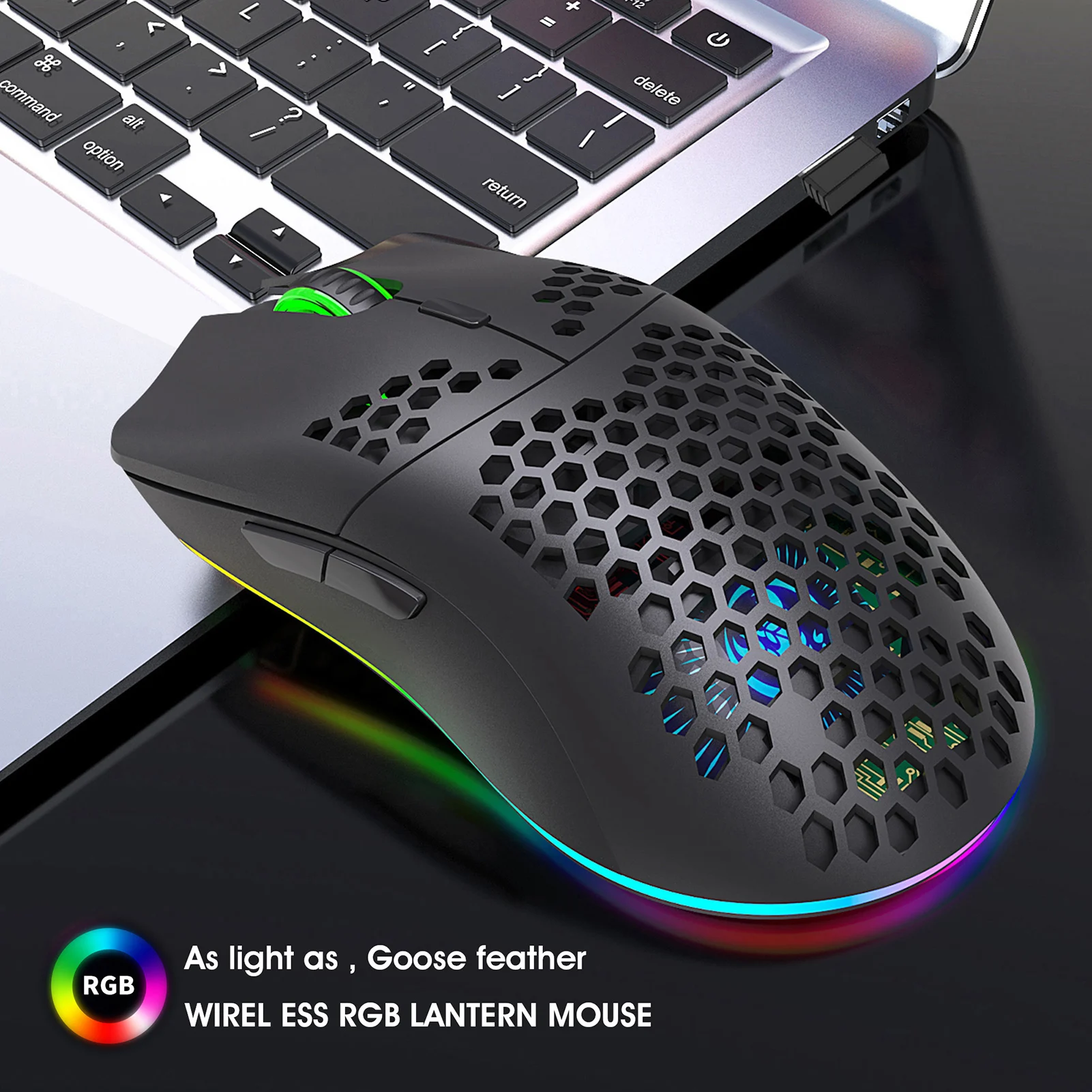 HXSJ T66 RGB 2.4G Wireless Gaming Mouse RGB Lighting Charging Mouse with Adjustable DPI Ergonomic Design for Desktop Laptop