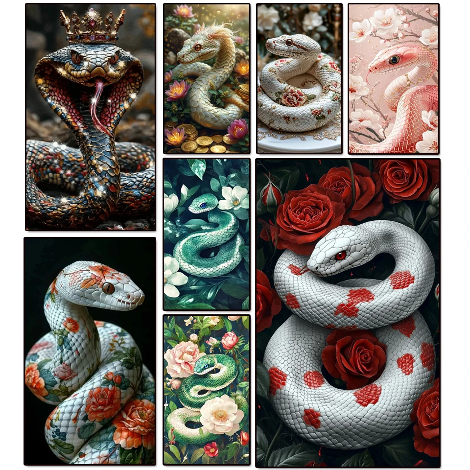 Zodiac Diamond Art DIY Snake 2025 Diamond Mosaic 5D Square and Round Rhinestones Gem Cross Stitch Home Decoration Wall Art