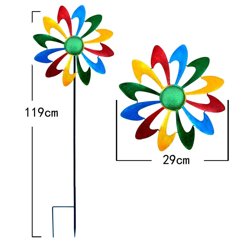 Creative Metal Iron Rainbow Outdoor Pinwheel Wind Spinner Decoration Toys