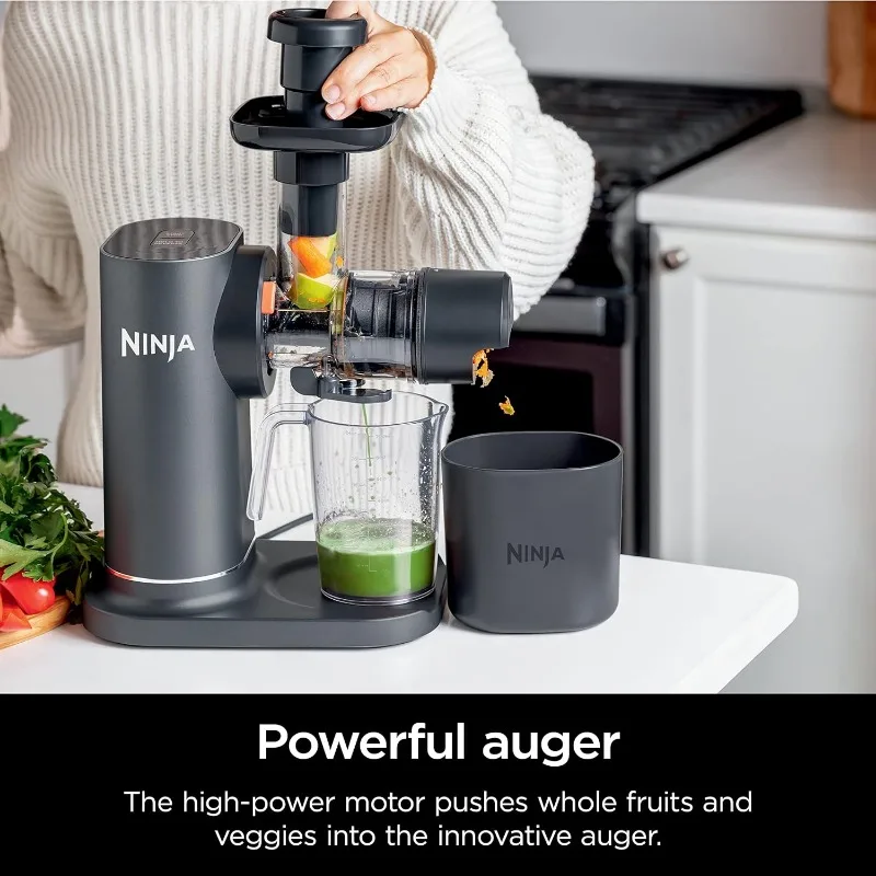 Ninja JC151 NeverClog Cold Press Juicer, Powerful Slow Juicer with Total Pulp Control, Countertop, Electric, 2 Pulp Functions 3