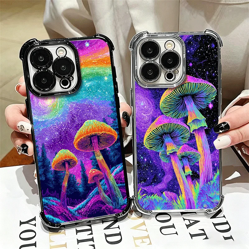 Psychedelic Mushroom Plating Anti-Fall Soft Phone Case