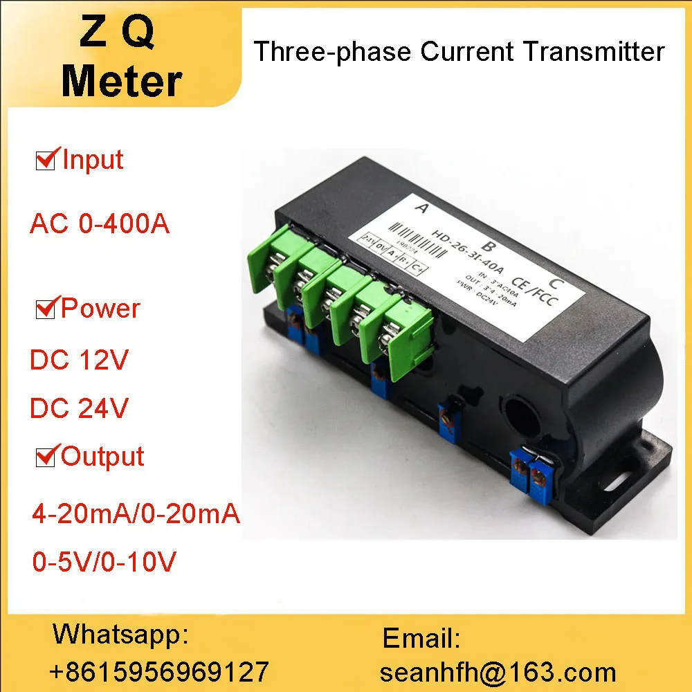 

Трехфазный перфорированный модуль передатчика тока переменного тока 0-400 а вход Высокоточный настраиваемый выход 4-20 мА