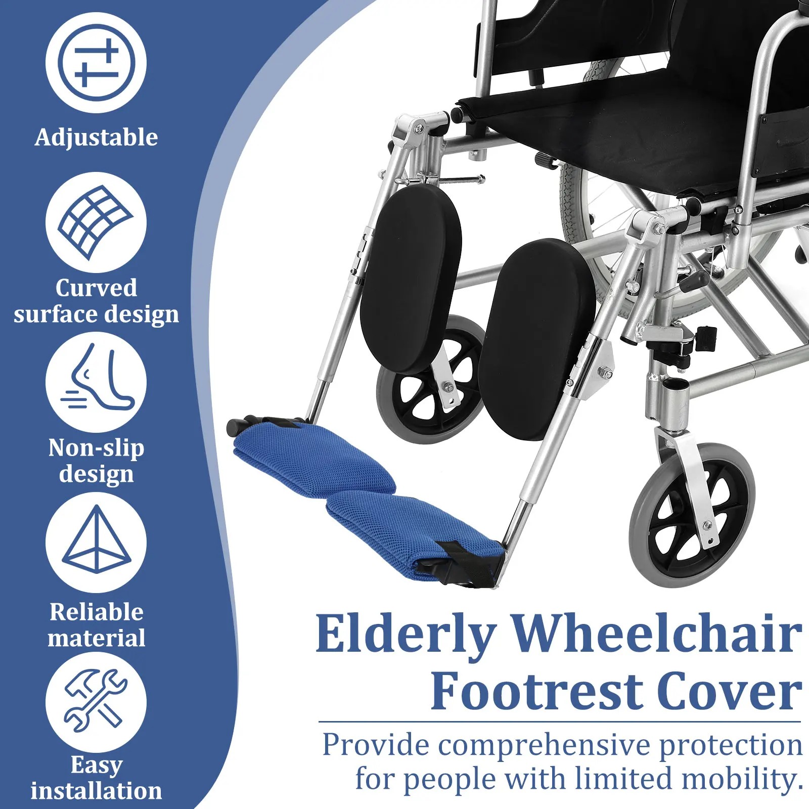 2Pcs Wheelchair Footrest Pads Non Slip Footplate Protector Pad Soft Breathable Leg Rest Cushion Foot Protection Pads for Elderly