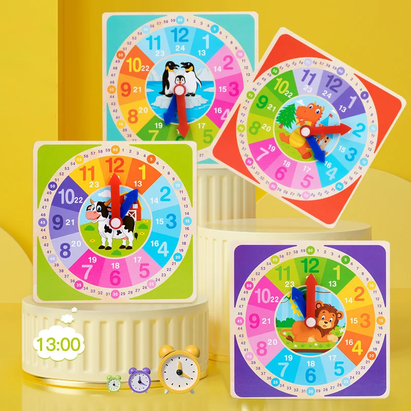 Children Montessori Wooden Clock Toys Hour Minute Second Cognition Colorful Clocks Toys For Kids Early Preschool Teaching Aids 2