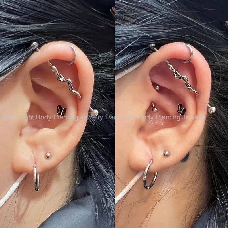 Double Industrial Piercing  Cool ear piercings, Piercing, Piercings