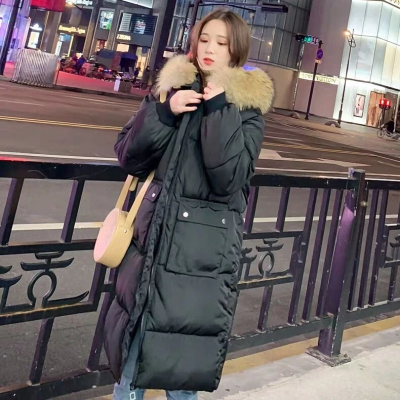2023 Winter New Women Harajuku Style Cotton-Padded Mid-Length Thickened Coat Fashionable Warm Cotton-Padded Coat
