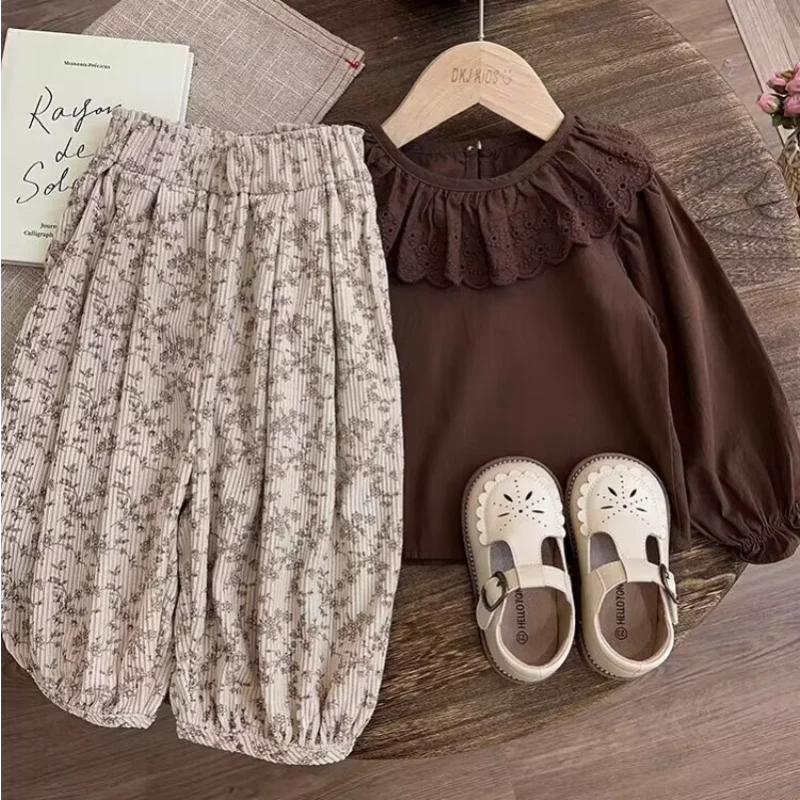 

2023 New Arrivals Floral Pattern Long Sleeve Top and Pants Girls' Set for Autumn Girls Clothes 2 To 8 Years Kids Clothes Girl