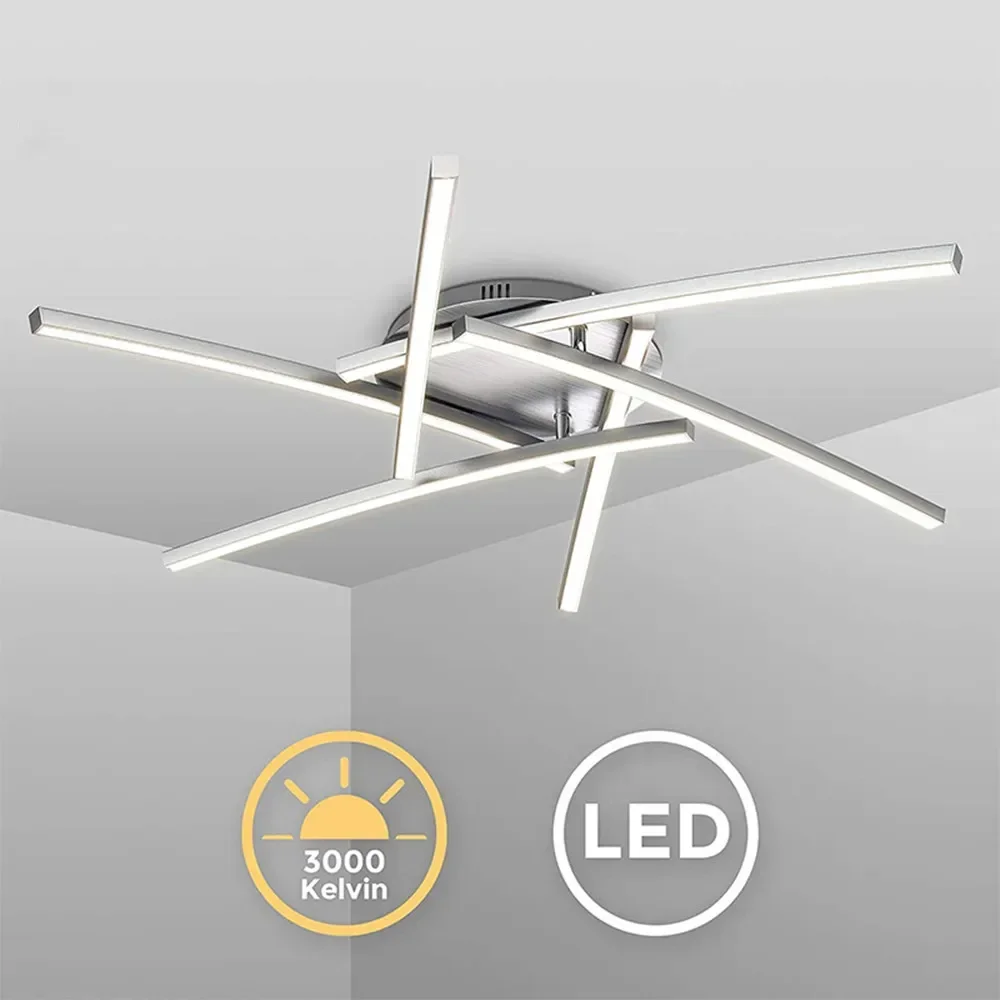 LED 천장 조명 AC85-265V 모던 커브 디자인 샹들리에 램프, 화이트 따뜻한 3 색, 원격 바 거실, 2/3/4 조명