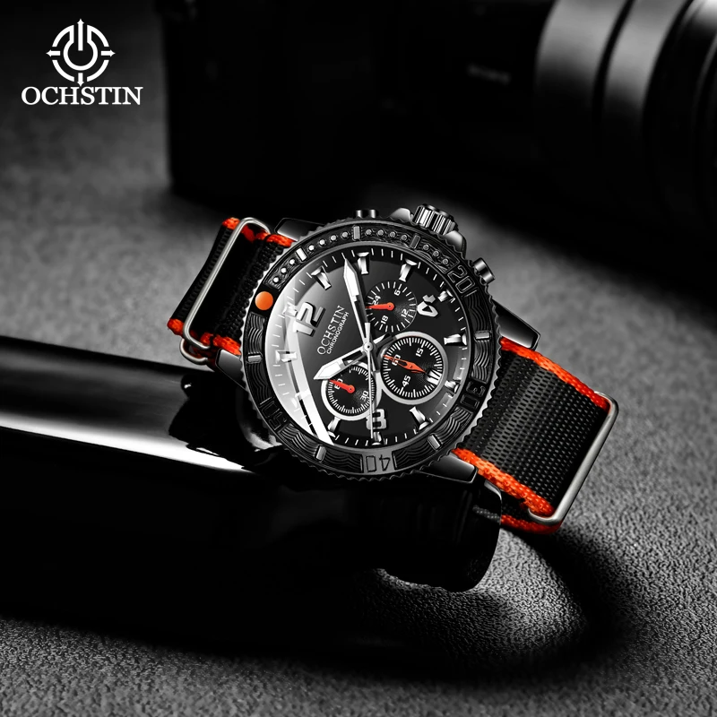 Ochstin 2024 New Creative Nylon Series Simple and Comfortable Original Multi functional Quartz Movement Men's Watch Quartz Watch