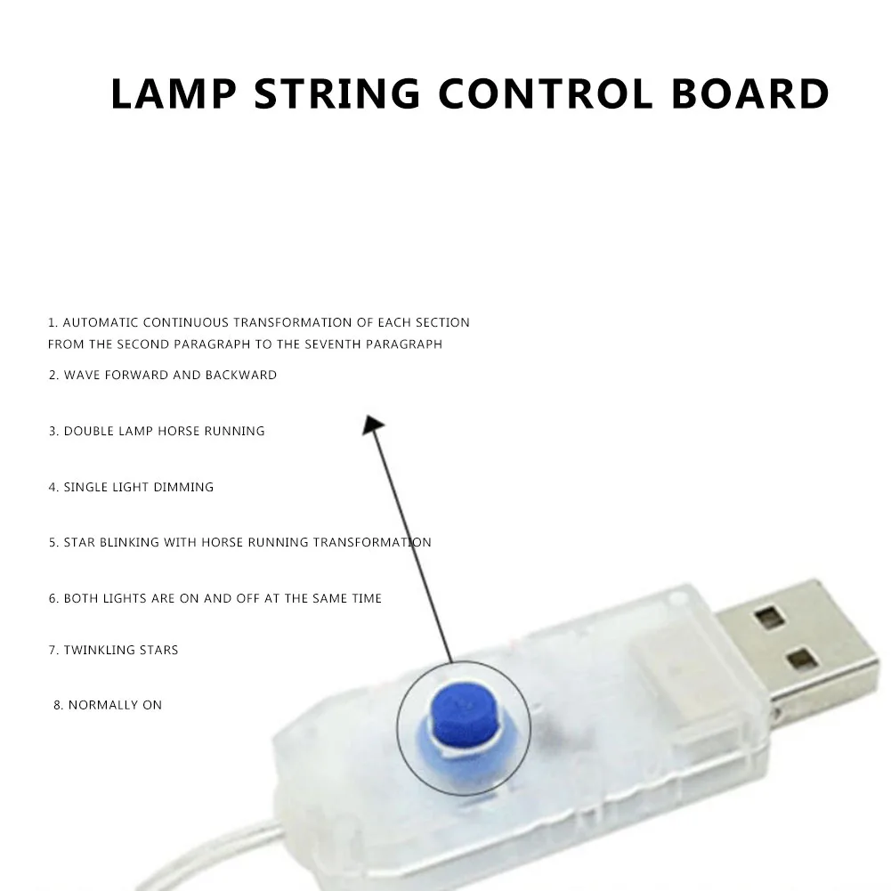 8 Mode Led Strip Light Remote Controller Dimmer 5V USB Circuit Board For 200LED String Lamp For Christmas Home Party