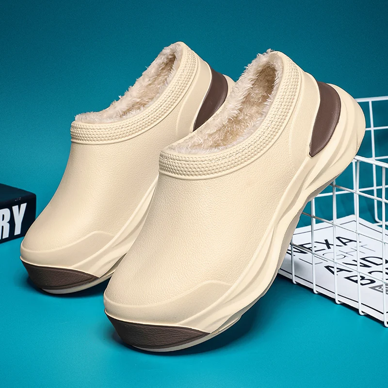 2024 NEW Winter Mens Casual Cotton Shoes Waterproof Warm EVA Slip On Shoes Anti-skid Wear-resistant Outdoor Garden Shoes for Men 3
