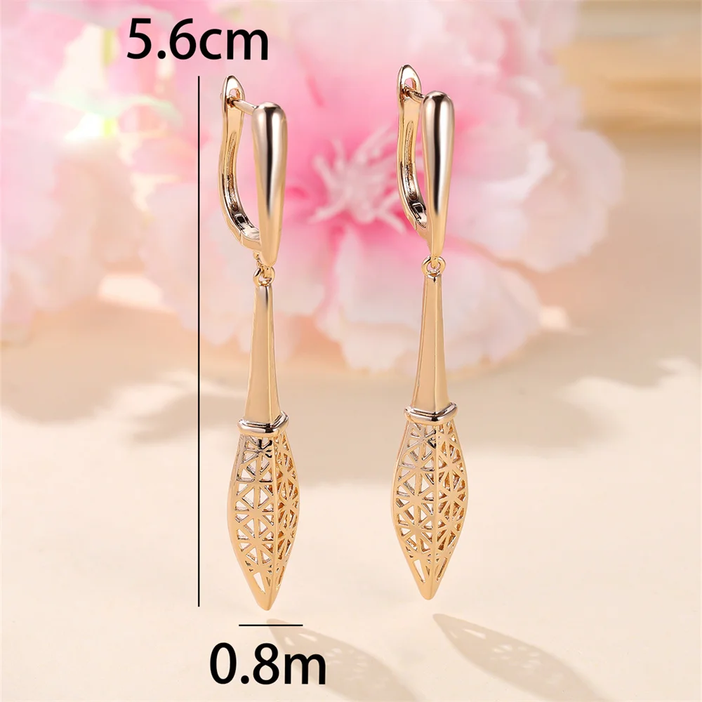 Water Drop Hollow Flower Pendant Hoop Earrings For Women Vintage Gold Color Ear Buckle Wedding Jewelry Engagement Party Gifts