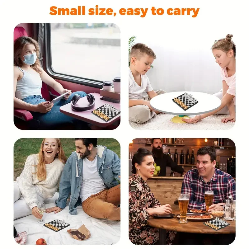 Mini Magnetic Chess Board Games, Small Portable Folding Chess  Classic Backgammon Checkers Travel Set Toys for Kids Adult Gift 5