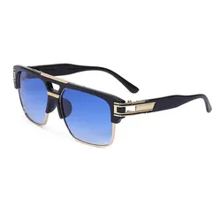 Chic Retro Square Frame Sunglasses with Transparent Design (Blue)