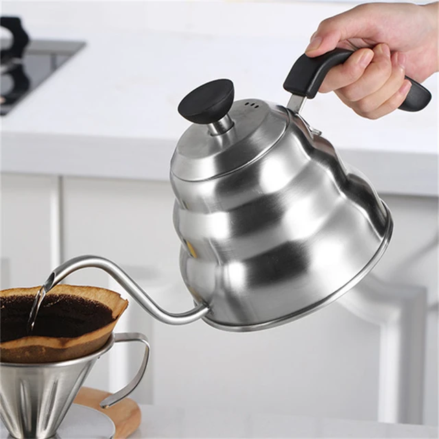 1.2 Liter Stainless Steel Gooseneck kettle with Thermometer and Rubber  Handle