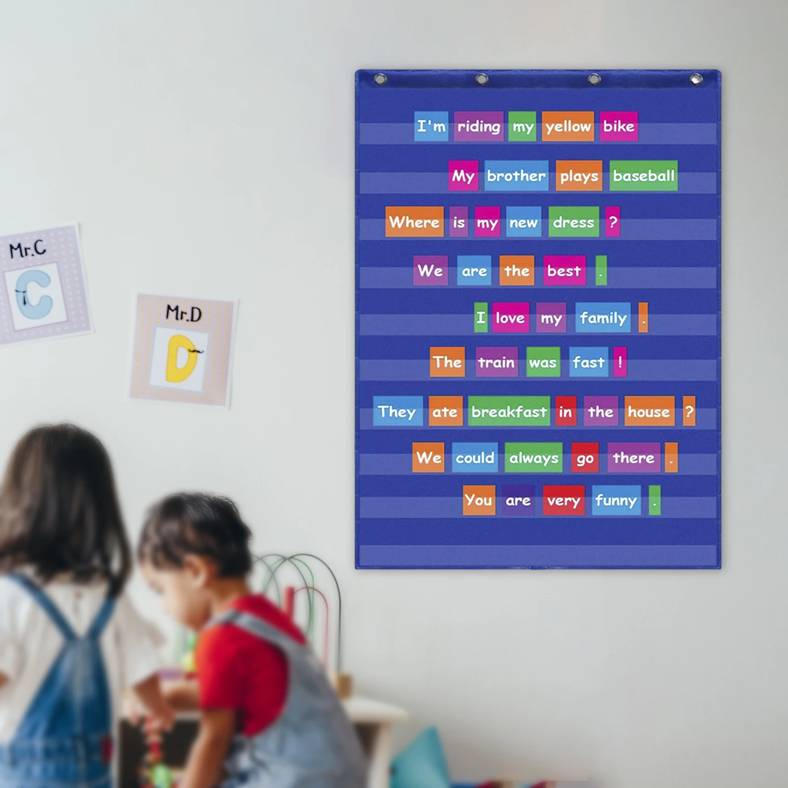 포켓 차트 학습 교육 장난감 단어 문장 스트립을위한 교육 용품 편지 카드 교수..