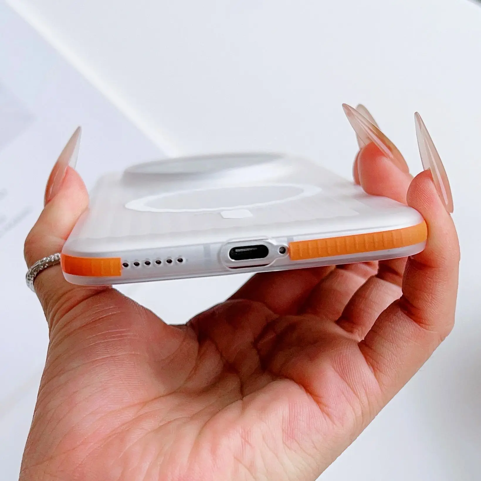 Magnetic Transparent Frosted Stripe Case with Corrugated Design