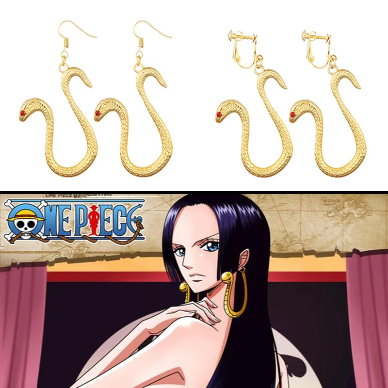 

Anime Boa Hancock Earrings Cosplay Snake Eardrop Women Ear Clip Hook Jewelry Accessories Prop