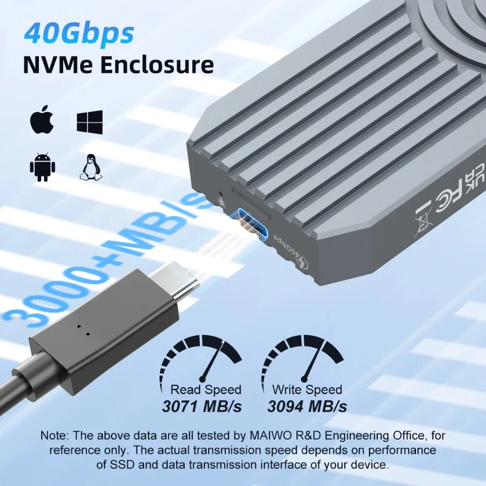 MAIWO USB4 NVMe M.2 SSD Ŭ, ˷̴ M2  ̽, Ʈ 4 Ÿ C NVME M.2 SSD ̽ ȣȯ , 40Gbps