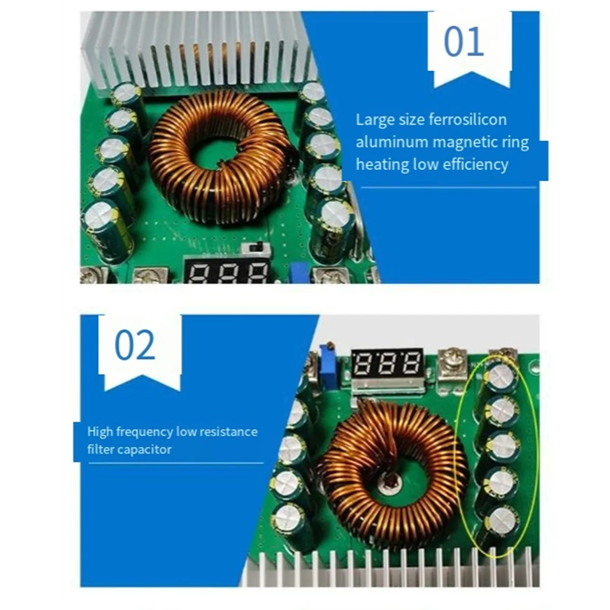 B02B-1500W 50A Adjustable Buck Converter Power Supply DC-DC 25-90V to 12V 48V 60V High Power Voltage Regulator