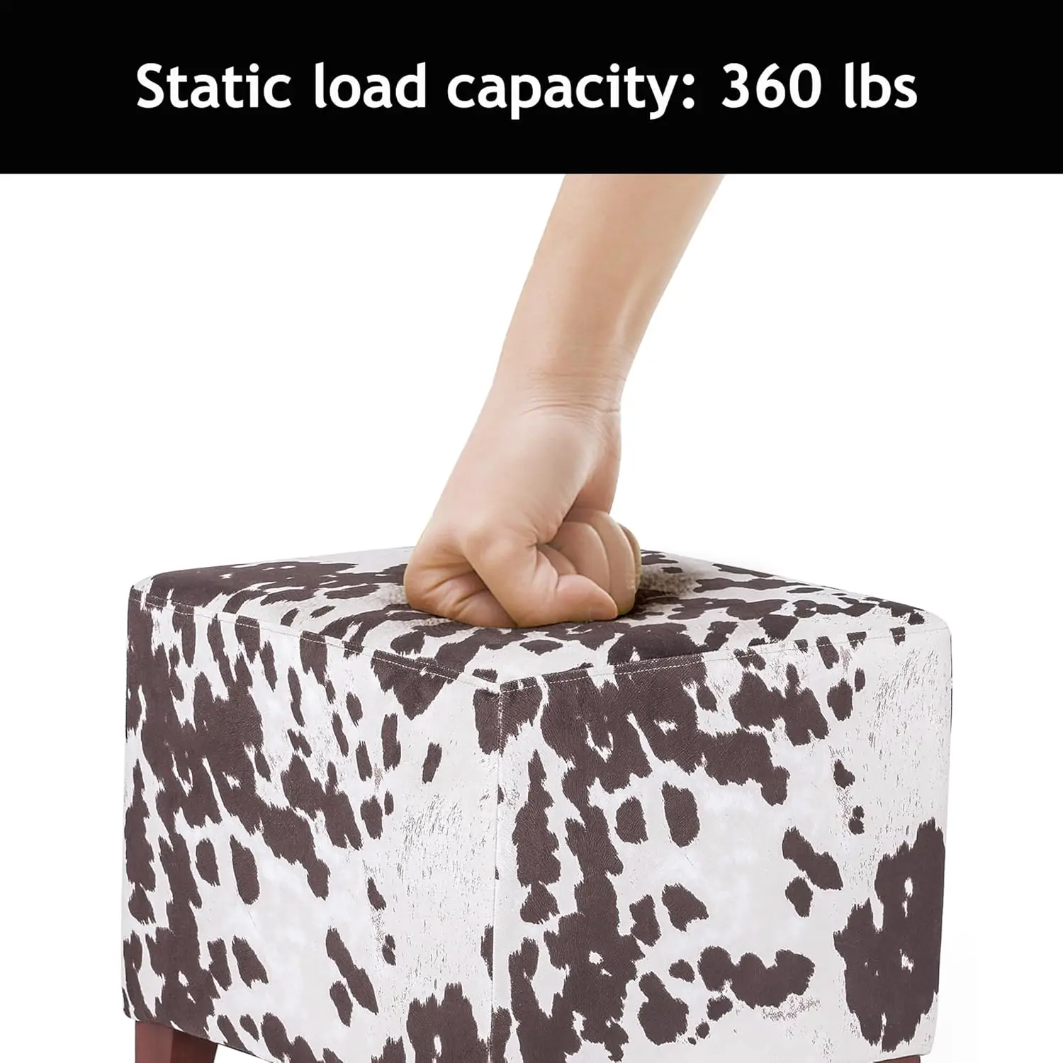 Small Foot Stool Ottoman, 16.3" Linen Cube Ottoman Foot Rest with Wood Legs, Upholstered Ottomans Footstool