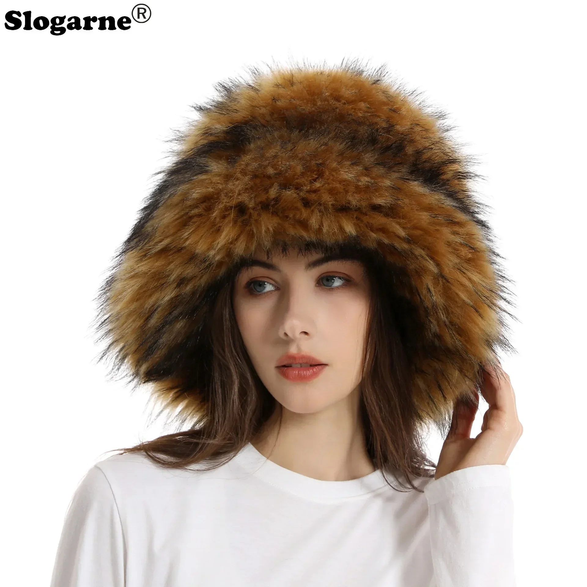 

Winter Warm Fur Bucket Hats Women Outdoor Caps Soft Faux Raccoon Dog Fur Hat Fluffy Earwarmer Ski Vacation Hats 2023 Furry Caps