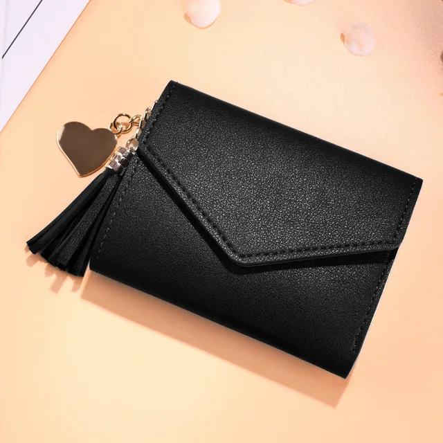 Mini Quaste Brieftasche Frauen Mode Geldbörse Weibliche Kurze Mini Brieftaschen Koreanische Studenten Schöne Geldbörse Weibliche Kleine Brieftasche für Frauen