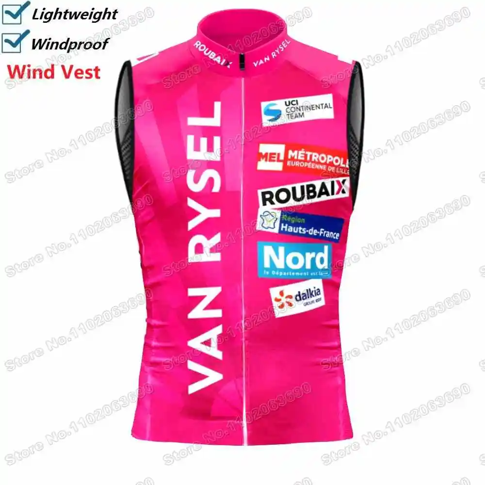 Van Rysel-Roubaix Lille M&eacute;tropole Cycling Vest Windproof Pink Wind Vest Cycling Jersey Sleeveless Men Bike Windbreaker cycling jersey cycling vest cycling undershirt