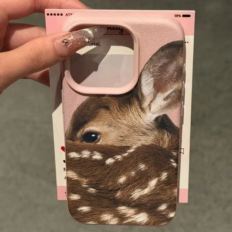 Close-Up Sika Deer Illustration Pattern TPU Case for iPhone 17 Pro Max 16 15 14 13 12 11 XS XR X 7 8 Plus Stylish TPU Soft Cover 5