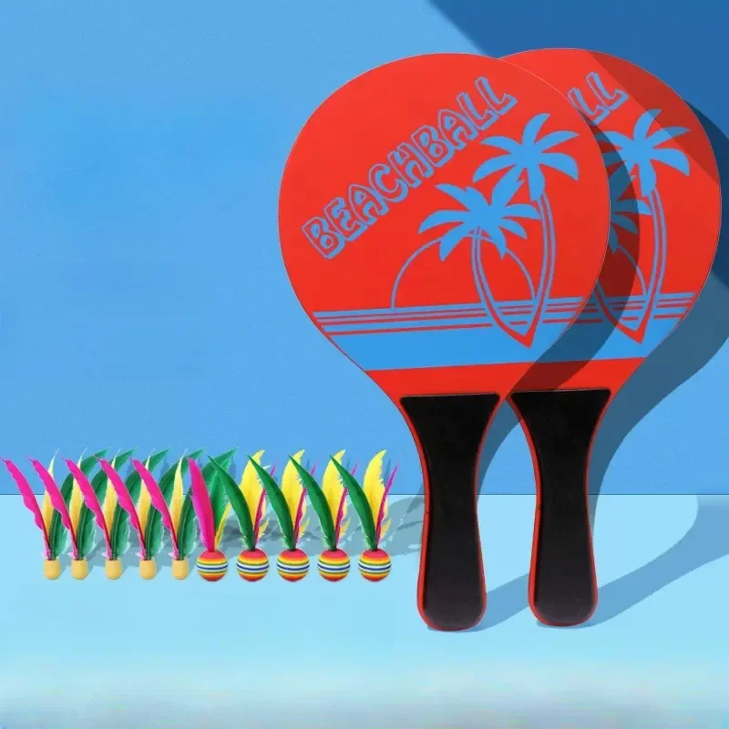 Beach Paddle Ball Game Badminton Tennis Pingpong Beach Cricket Wood Racket Paddles Set Outdoor Racquet Game Adults Board