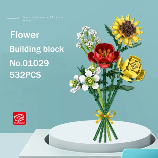 LOZ Flower Bouquet Building Blocks Kit DIY Flowers Block Toys Set Valentine's Day Rose Bricks Set Gift for Girls Friends adults - 532 PCS