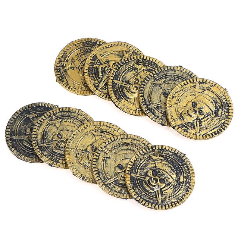 10pcs Pirate Treasure Coins Party Props Christmas Gift Game Currency Halloween