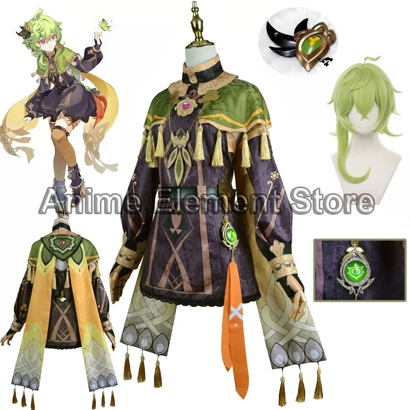 

Sumeru Genshin Impact Collei Cosplay Costume Genshin Collei Wig Anime Game Halloween Party Outfit Full Set