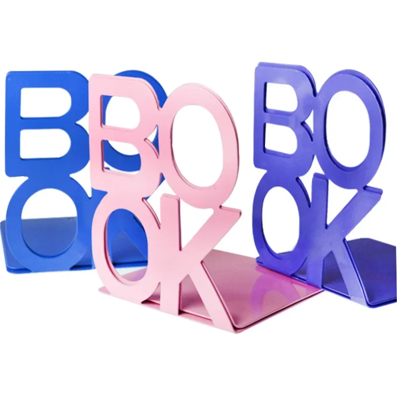 2pcs Bookend Book Stand Support Sample Bookend Iron Desktop Art Non Slip Rack Shelf Holder School Stationery Office Accessories book holder book stand