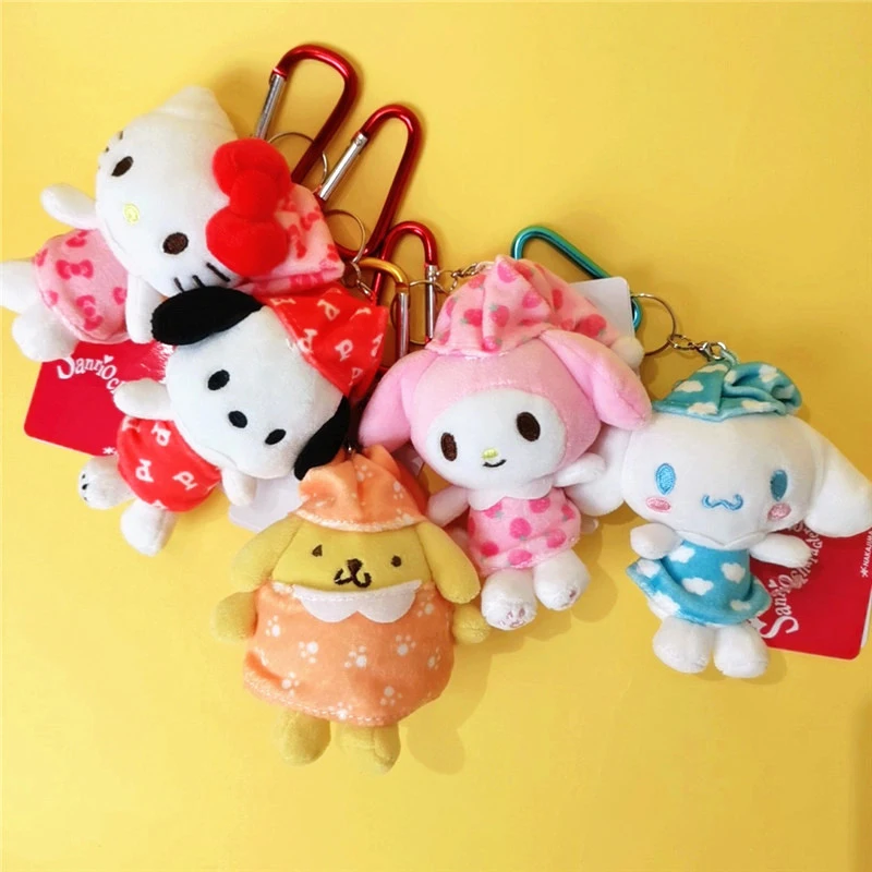 

Hello Kitty Cinnamoroll Sanrio Kawaii Anime Plush Doll Key Chain Pendant Cute My Melody Bag Charm Decoration Toys for Girls