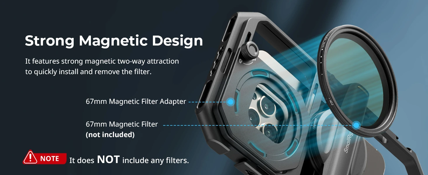 SmallRig Aufsteckbarer Filteradapter für universellen mobilen Videokäfig 67 mm (für 4299B), passend für iPhone, für Samsung-Telefonobjektiv – Detail 3