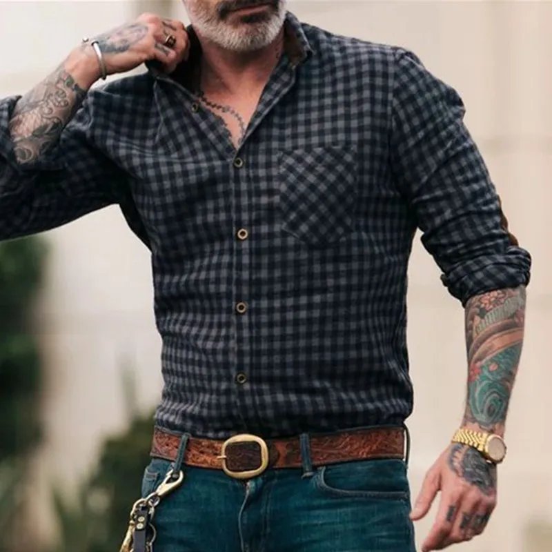 

2023 Spring and Autumn New Smart Casual Men's Plaid Shirt Brand Male Business Office Long Sleeve Shirt High Quality Clothes